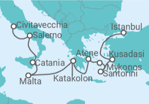 Itinerario della crociera Turchia, Grecia, Malta, Italia - NCL Norwegian Cruise Line
