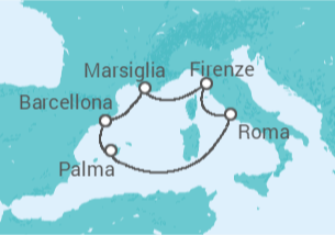 Itinerario della crociera Italia, Francia, Spagna - AIDA