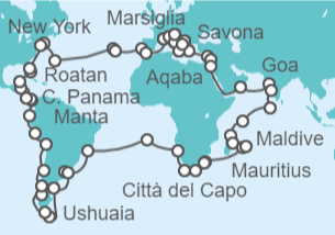 Itinerario della crociera Giro del Mondo Costa Crociere 2023 - Costa Crociere