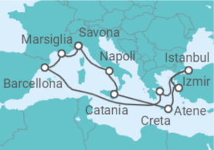 Itinerario della crociera Italia, Grecia, Turchia, Spagna, Francia - Costa Crociere