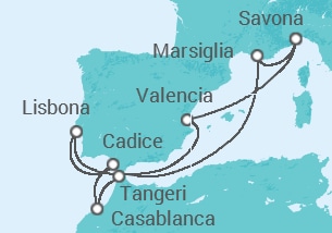 Itinerario della crociera Francia, Marocco, Spagna, Portogallo - Costa Crociere
