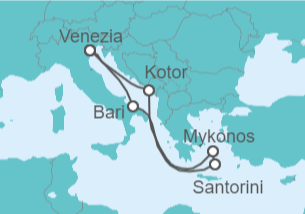 Itinerario della crociera Italia, Montenegro, Grecia - MSC Crociere