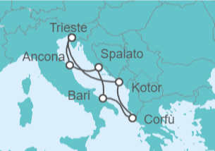 Itinerario della crociera Grecia, Montenegro, Italia, Croazia - MSC Crociere