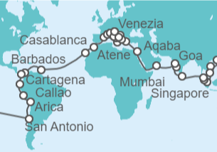Itinerario della crociera Giro del Mondo Costa Crociere 2024 - Costa Crociere