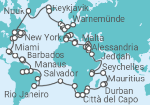 Itinerario della crociera Giro del Mondo Msc Crociere 2024 - MSC Crociere