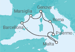 Itinerario della crociera Malta, Spagna, Francia, Italia - MSC Crociere