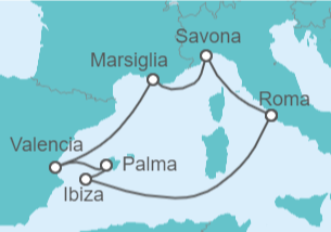 Itinerario della crociera Italia, Francia, Spagna - Costa Crociere