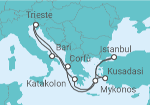 Itinerario della crociera Grecia, Italia, Turchia - MSC Crociere