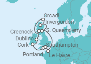 Itinerario della crociera Irlanda, Regno Unito, Francia - Princess Cruises