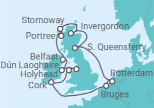 Itinerario della crociera Regno Unito, Irlanda, Belgio - Holland America Line