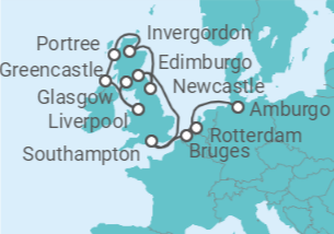Itinerario della crociera Da Amburgo (Germania) a Glasgow (Escocia) - Explora Journeys