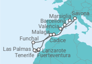 Itinerario della crociera Isole Canarie Natale e Capodanno - Costa Crociere