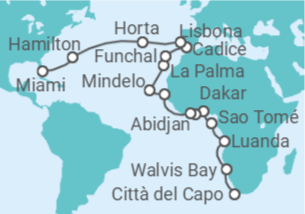 Itinerario della crociera Da Cape Town a Miami - Regent Seven Seas