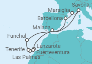 Itinerario della crociera Isole Canarie - Costa Crociere