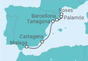 Itinerario della crociera De Málaga a Barcelona Siguiendo las huellas de los grandes pintores españoles Gaudí, Dalí y Picasso  - CroisiMer