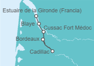 Itinerario della crociera La Garonna e la Dordogna da Bordeaux - CroisiEurope
