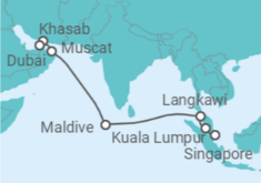 Itinerario della crociera Singapore, Malesia, Maldive, Oman, Emirati Arabi - AIDA