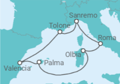 Itinerario della crociera Italia, Francia, Spagna - Costa Crociere