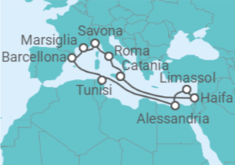 Itinerario della crociera  Cipro, Egitto, Tunisia, Spagna, Francia, Italia - Costa Crociere