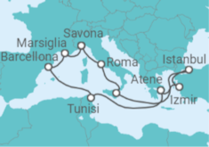 Itinerario della crociera Turchia, Grecia, Tunisia, Spagna, Francia, Italia - Costa Crociere