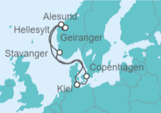 Itinerario della crociera Crociera ai Fiordi Norvegesi + Hotel a Copenhagen - Costa Crociere