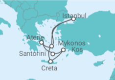 Itinerario della crociera Crociera in Grecia e Turchia + Soggiorno a Istanbul - Costa Crociere
