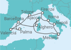 Itinerario della crociera Italia, Spagna, Francia - Cunard