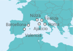 Itinerario della crociera Italia, Francia, Spagna - Cunard