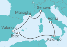 Itinerario della crociera Italia, Spagna, Francia - MSC Crociere