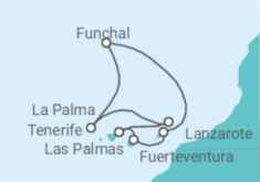 Itinerario della crociera Santa Cruz de Tenerife,Las Palmas de G.Canaria,Puerto del Rosario,Funchal,Santa Cruz de La Palma,Arr - MSC Crociere