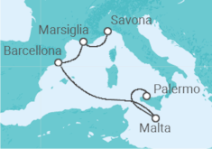 Itinerario della crociera Malta, Spagna, Francia - Costa Crociere