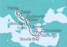 Itinerario della crociera Italia, Croazia, Montenegro, Grecia, Turchia - AIDA