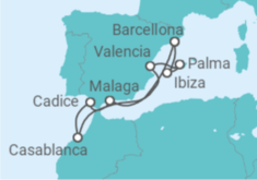Itinerario della crociera Spagna, Marocco - Virgin Voyages
