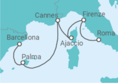 Itinerario della crociera Spagna, Francia, Italia - Virgin Voyages