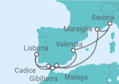 Itinerario della crociera Francia, Spagna, Portogallo, Gibilterra - Costa Crociere