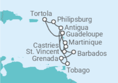 Itinerario della crociera Isole Vergini britanniche, Sint Maarten, Antigua E Barbuda, Santa Lucia, Martinica, Guadalupa, Ba... - Costa Crociere
