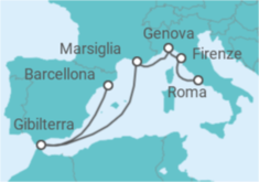 Itinerario della crociera Gibilterra, Francia, Italia - Princess Cruises