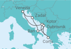 Itinerario della crociera Croazia, Grecia, Montenegro, Italia - MSC Crociere