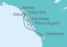 Itinerario della crociera Crociera in Alaska + Soggiorno a Vancouver - Royal Caribbean