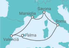 Itinerario della crociera Italia, Spagna, Francia - Costa Crociere