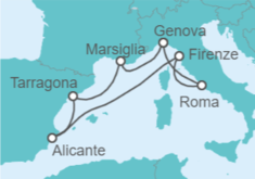 Itinerario della crociera Spagna, Italia, Francia - MSC Crociere