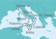 Itinerario della crociera Italia, Tunisia, Malta - Costa Crociere