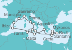 Itinerario della crociera Grecia, Spagna, Francia, Italia, Tunisia, Malta - Costa Crociere