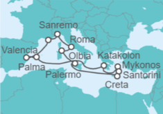 Itinerario della crociera Spagna, Grecia, Italia - Costa Crociere