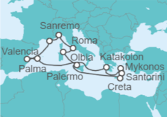 Itinerario della crociera Italia, Spagna, Grecia - Costa Crociere