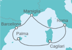 Itinerario della crociera Spagna, Italia, Francia - AIDA