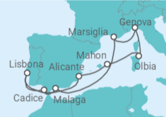 Itinerario della crociera Spagna, Portogallo, Italia, Francia - MSC Crociere