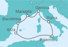 Itinerario della crociera Spagna, Francia, Italia - MSC Crociere