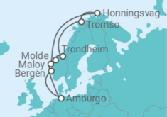 Itinerario della crociera Fiordi Norvegesi e Capo Nord - Con volo - MSC Crociere