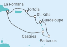 Itinerario della crociera Santa Lucia, Barbados, Guadalupa, Isole Vergini britanniche - Costa Crociere